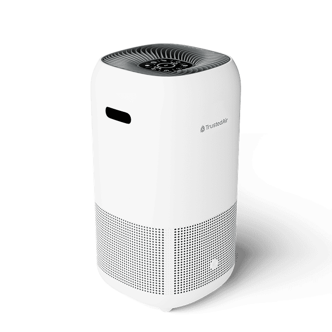 High-efficiency portable air purifier by TrustedAir, ideal for clean indoor air and allergy support.