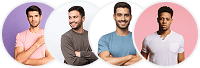 Smiling diverse young adults in casual clothing, representing trust and professionalism.