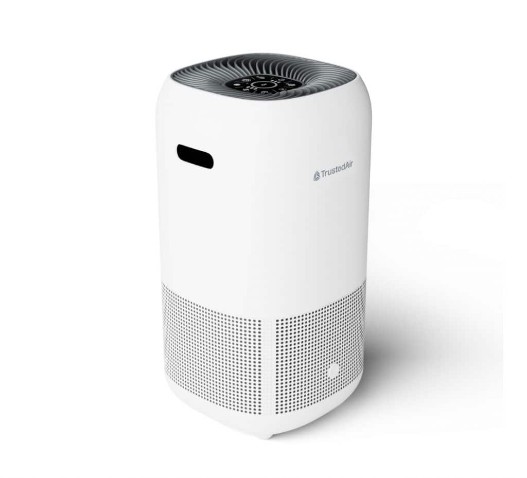 Modern white air purifier for clean indoor air in homes and offices.