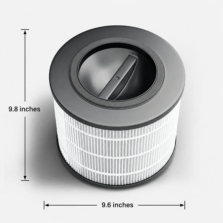 High-quality HEPA air purifier filter from TrustedAir, designed for optimal air cleaning in smart air purifiers, measuring 9.8 inches by 9.6 inches.