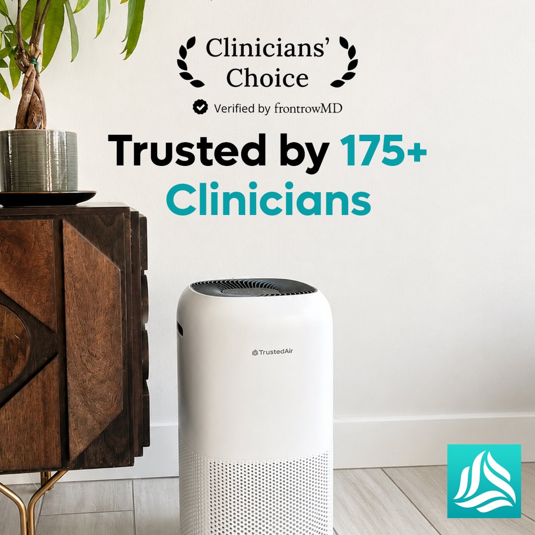 TrustedAir Smart HEPA Air Purifier for large rooms, designed for effective air purification with smart technology, trusted by over 175+ clinicians.