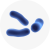 Bacteria illustration in blue, representing microbiology or health-related topics.