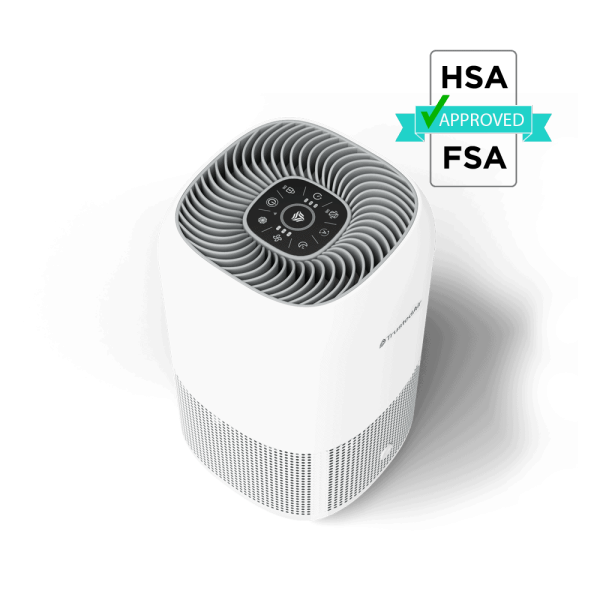 TrustedAir smart HEPA air purifier with digital controls and approved badge, designed for clean indoor air.