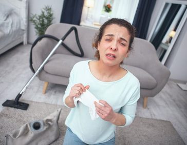 woman suffering from mold and air particles
